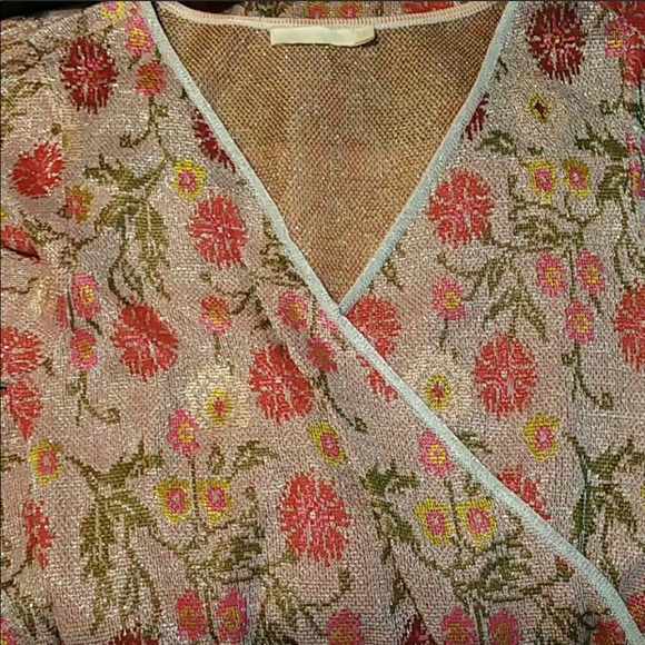 ✨Anthro Posy Floral Metallic Knit Maxi Dress - Picture 6 of 8